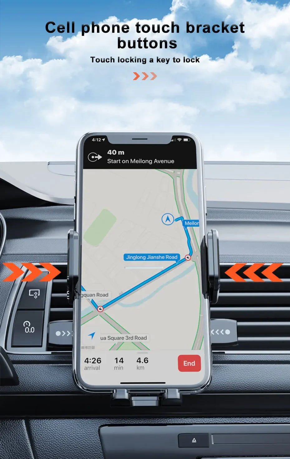 Soporte para teléfono móvil SEAMETAL con ventosa para coche, soporte para smartphone y celular en el coche.