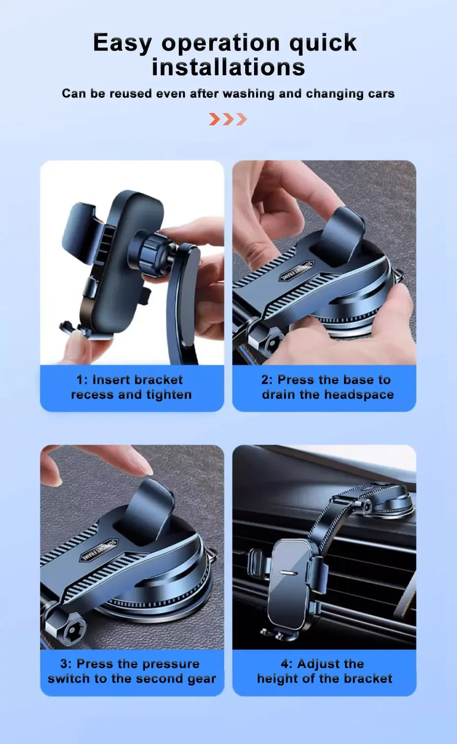 Soporte para teléfono móvil SEAMETAL con ventosa para coche, soporte para smartphone y celular en el coche.