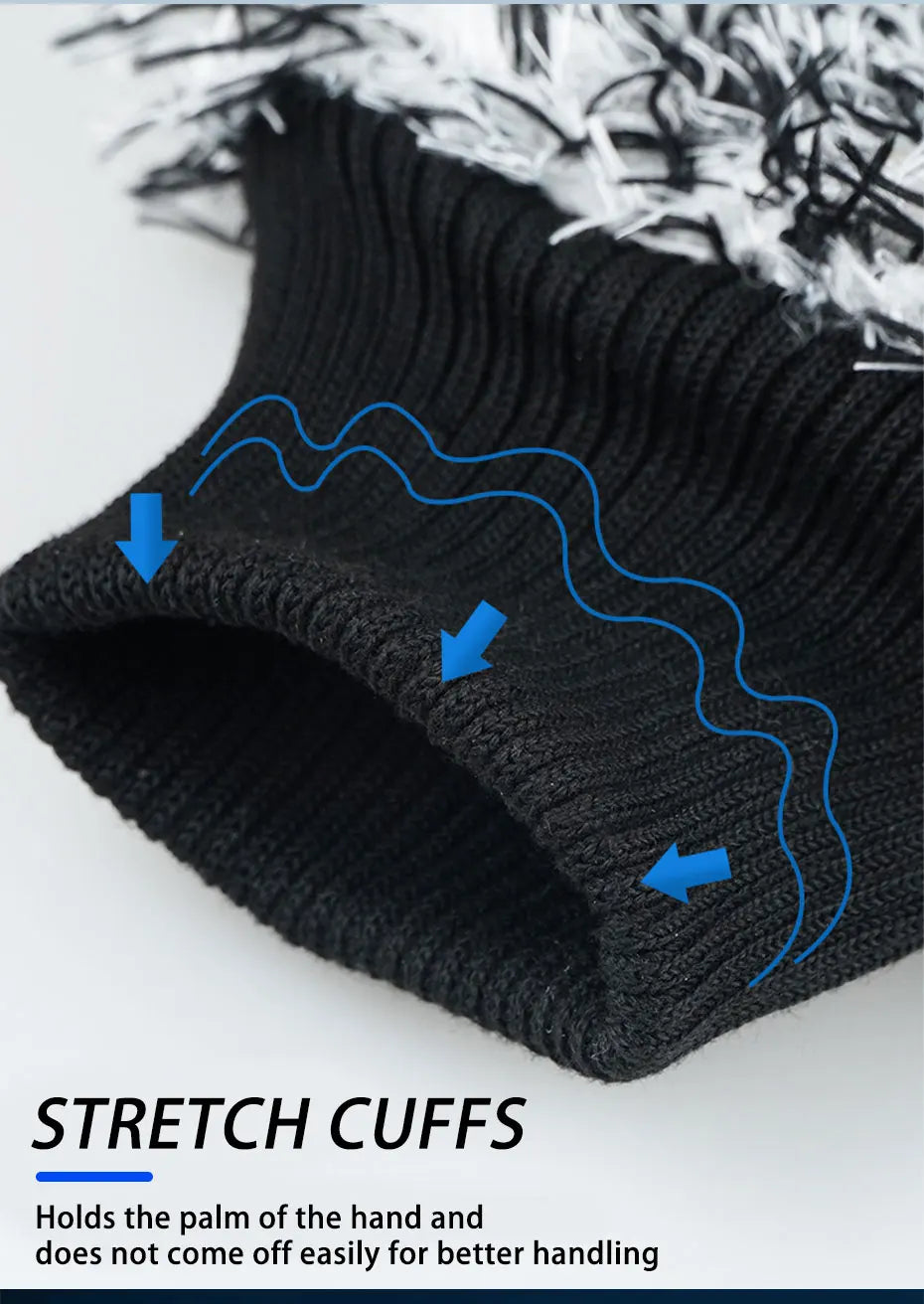 SEAMETAL Microfiber Car Wash Brush Cleaning Gloves Plastic Handle Wheel Brush Double-Side Absorbent Clean Glove Car Washing Tool
