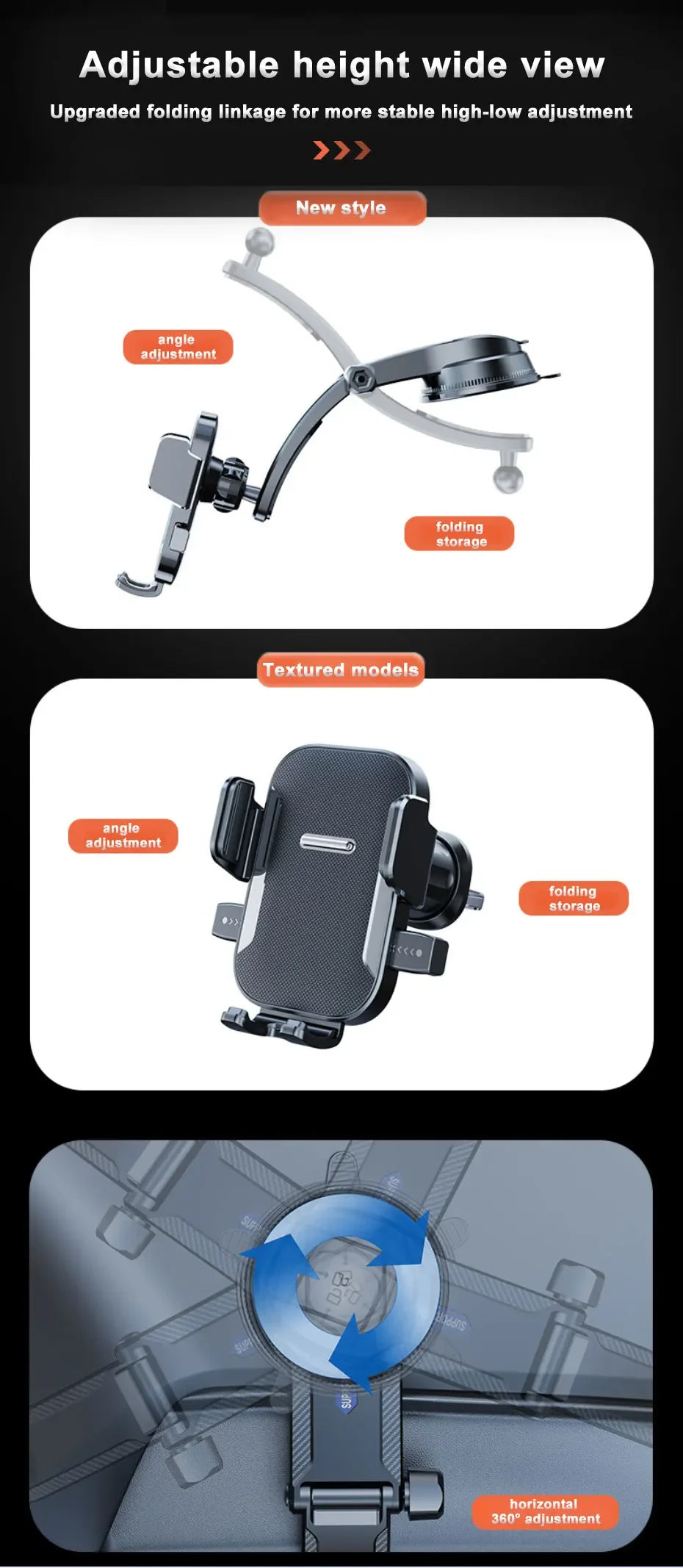 Soporte para teléfono móvil SEAMETAL con ventosa para coche, soporte para smartphone y celular en el coche.