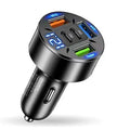 250W 5-in-1 PD QC3.0 Car Charger Fast Charging USB C for IPhone Samsung Galaxy IPad Pro Multi-Port Cigarette Lighter Adapter