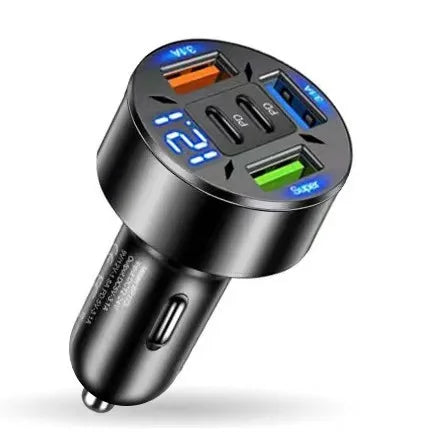 250W 5-in-1 PD QC3.0 Car Charger Fast Charging USB C for IPhone Samsung Galaxy IPad Pro Multi-Port Cigarette Lighter Adapter