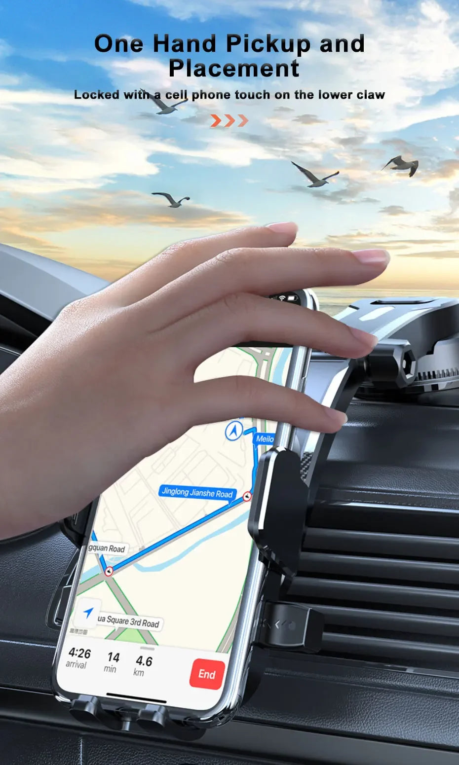 Soporte para teléfono móvil SEAMETAL con ventosa para coche, soporte para smartphone y celular en el coche.