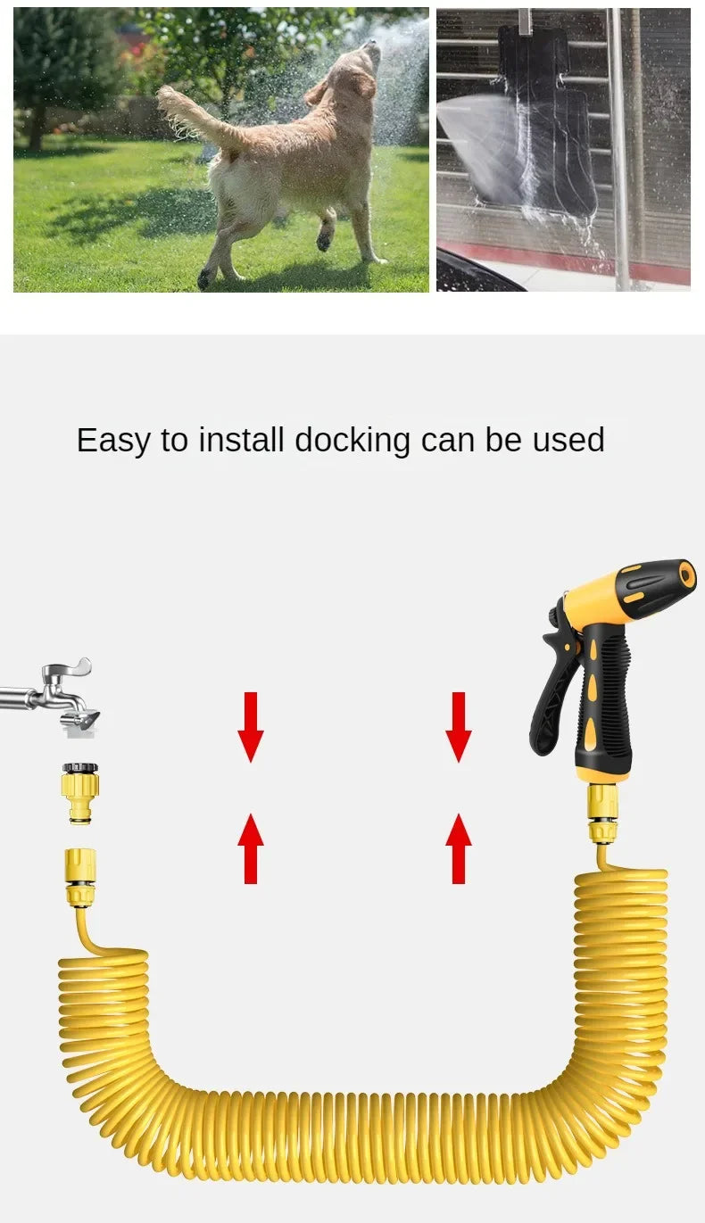 10-20 Meter Telescopic Water Pipe with High-pressure Nozzle Car Washing Tool Set Extension Hose Water Hose for Pressure Cleaner
